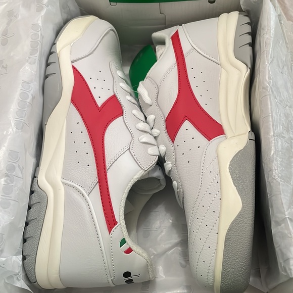 Diadora Maverick White Red Classic Look Men's Size Leather C5322 - Picture 6 of 8